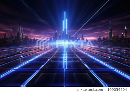 Virtual space of technology, futuristic metaverse space (AI generated image) 109054204