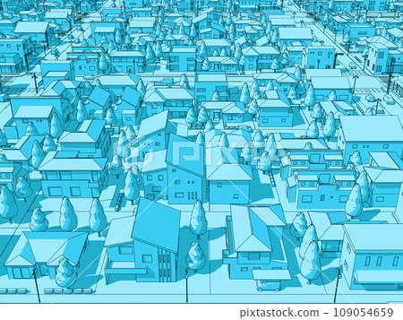 Residential area CG residential streetscape landscape background monotonous color 109054659