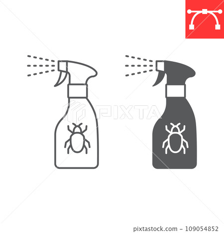 Bug repellent spray line and glyph icon, pest and insecticide sprayer, insect repellent vector icon, vector graphics, editable stroke outline sign, eps 10. 109054852