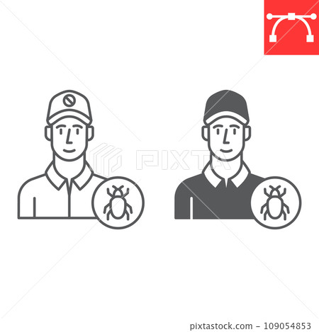 Exterminator line and glyph icon, person and worker, pest control man icon vector icon, vector graphics, editable stroke outline sign, eps 10. 109054853