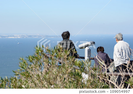 Tourists looking at the sea from Mt. Nokogiri 109054997