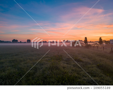 Misty Dawn on the Meadow 109055189