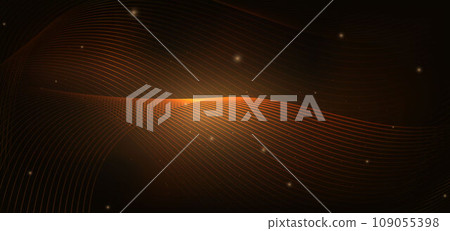 Abstract luxury gold curve lines elegant and lighting effect on black background. Abstract luxury gold curve lines elegant and lighting effect on black background. 109055398