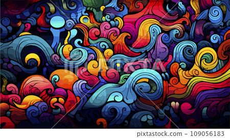 Fantasy whimsical vector patterns background. Abstract alien cartoon creators. 109056183