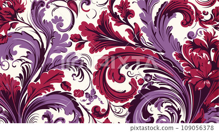 Abstract beautiful colored vector damask patterns. Seamless damask pattern background. 109056378