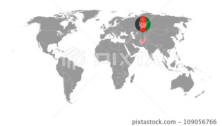 Pin map with Afghanistan flag on world map.Vector illustration. 109056766
