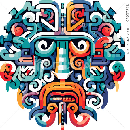 Vector ornamental ancient wolf, dog head illustration. Abstract historical mythology dog or wolf head logo. Good for print or tattoo 109057248