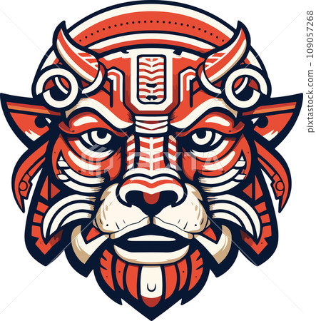 Vector ornamental ancient wolf, dog head illustration. Abstract historical mythology dog or wolf head logo. Good for print or tattoo 109057268