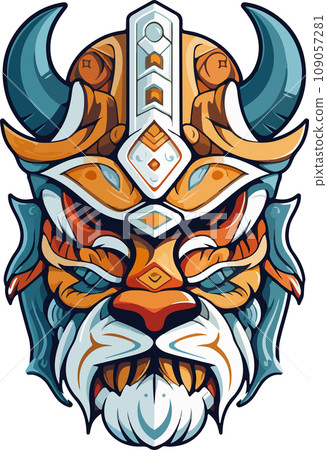 Vector ornamental ancient wolf, dog head illustration. Abstract historical mythology dog or wolf head logo. Good for print or tattoo Vector ornamental ancient wolf, dog head illustration. Abstract historical mythology dog or wolf head logo. Good for print or tattoo 109057281