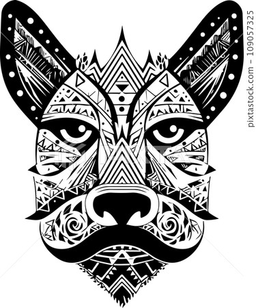 Vector ornamental ancient wolf, dog head illustration. Abstract historical mythology dog or wolf head logo. Good for print or tattoo Vector ornamental ancient wolf, dog head illustration. Abstract historical mythology dog or wolf head logo. Good for print or tattoo 109057325