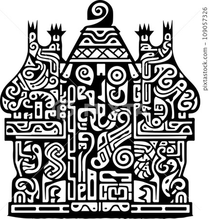 Vector ornamental traditional decorative house illustration. Abstract historical mythology cabin logo. Good for print or tattoo Vector ornamental traditional decorative house illustration. Abstract historical mythology cabin logo. Good for print or tattoo 109057326