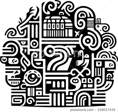 Vector ornamental traditional decorative house illustration. Abstract historical mythology cabin logo. Good for print or tattoo Vector ornamental traditional decorative house illustration. Abstract historical mythology cabin logo. Good for print or tattoo 109057439