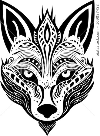 Vector ornamental ancient wolf, dog head illustration. Abstract historical mythology dog or wolf head logo. Good for print or tattoo 109057458