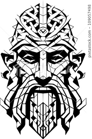Vector ornamental ancient man head illustration. Abstract historical mythology man head logo. Good for print or tattoo Vector ornamental ancient man head illustration. Abstract historical mythology man head logo. Good for print or tattoo 109057498