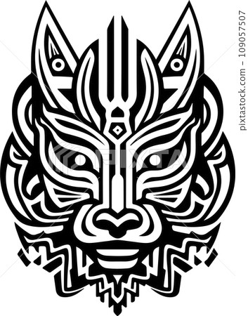 Vector ornamental ancient wolf, dog head illustration. Abstract historical mythology dog or wolf head logo. Good for print or tattoo 109057507