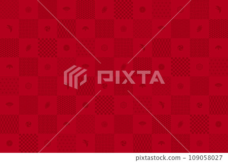 Checkered pattern with various Japanese patterns Checkered pattern with various Japanese patterns 109058027