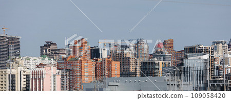 Kyiv, Ukraine - October 3, 2023: The streets of Kyiv city. Aerial view 109058420