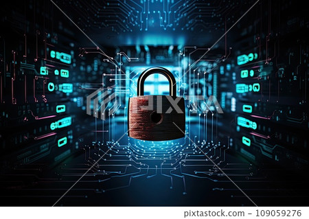 Laptop with digital padlock. 109059276