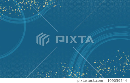 Summer, Father's Day, Blue, Indigo, Background, Luxury, Brush, Gold powder, Circle, Circle, Japanese pattern 109059344