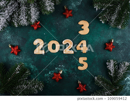 New Year composition with 2024 number New Year composition with 2024 number 109059412