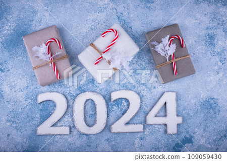 New Year composition with 2024 number New Year composition with 2024 number 109059430