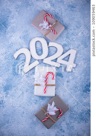 New Year composition with 2024 number New Year composition with 2024 number 109059463