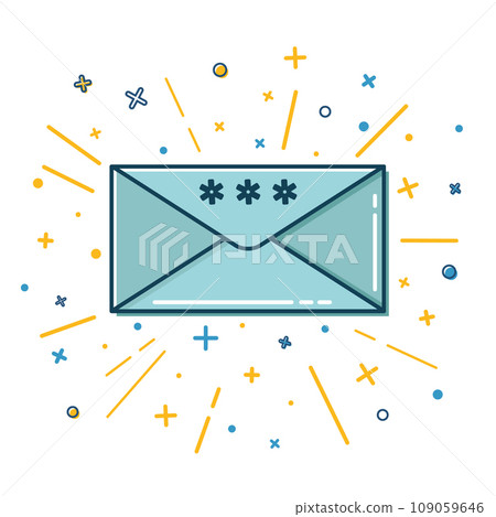 Colored Christmas mail icon in thin line style 109059646