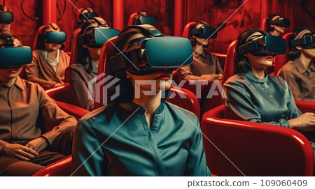 People with virtual reality glasses, VR life in reality, future life 109060409