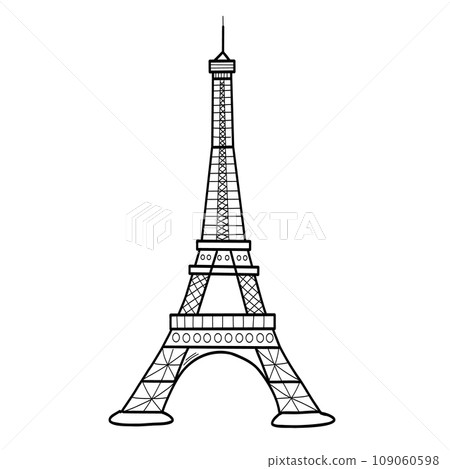 Eiffel Tower. Vector illustration, line art isolated. 109060598