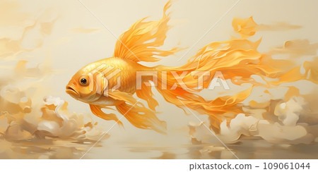 Gold fish, a small reddish-golden Eurasian carp, popular in ponds and aquariums, nature concept Gold fish, a small reddish-golden Eurasian carp, popular in ponds and aquariums, nature concept 109061044