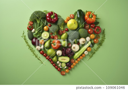 vegetables and fruits in the form of a heart. food for Valentine's Day. vegan food. The 14th of February. vegetables and fruits in the form of a heart. food for Valentine's Day. vegan food. The 14th of February. 109061046