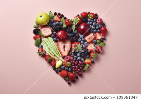 vegetables and fruits in the form of a heart. food for Valentine's Day. vegan food. The 14th of February. vegetables and fruits in the form of a heart. food for Valentine's Day. vegan food. The 14th of February. 109061047