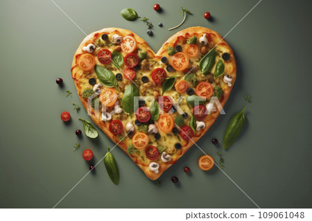 a variety of food laid out in the shape of a heart for the Valentine's Day holiday on February 14. a variety of food laid out in the shape of a heart for the Valentine's Day holiday on February 14. 109061048