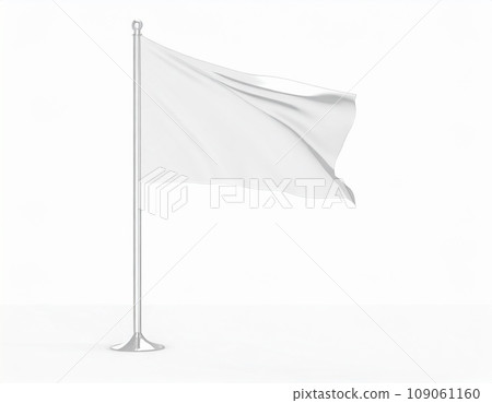 A white flag fluttering in the wind. CG style. AI generated image. A white flag fluttering in the wind. CG style. AI generated image. 109061160