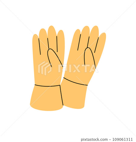 Cleaning gloves. Cleaning service tool. Housekeeping service equipment. Vector illustration. 109061311