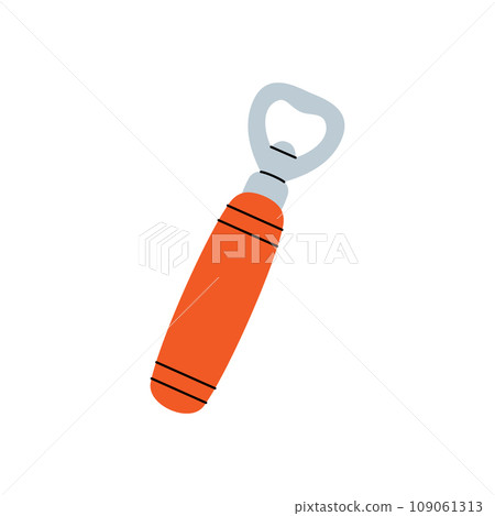 Bottle opener. Beer pub product. Brewing process, brewery factory production element. Vector illustration. Bottle opener. Beer pub product. Brewing process, brewery factory production element. Vector illustration. 109061313