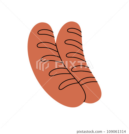 German fried sausages. Beer pub product. Brewing process, brewery factory production. Vector illustration. German fried sausages. Beer pub product. Brewing process, brewery factory production. Vector illustration. 109061314