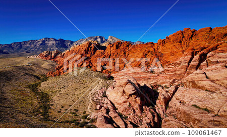 The famous red rocks and beige sandstones at red Rock Canyon 109061467