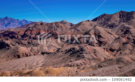 The dry desert lands at Boulder City from above aerial view 109061492