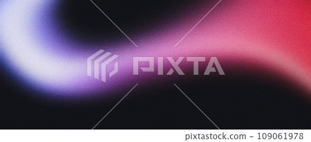 Purple pink glowing blurred abstract gradient wave on black background grainy noise texture banner copy space 109061978