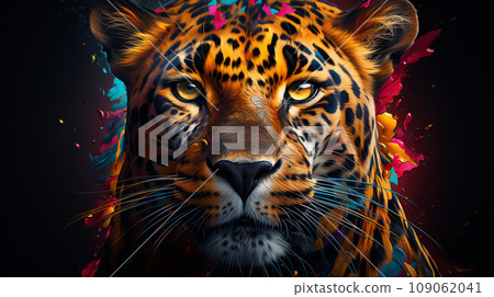 Creative photography of cheetah, multicolored, modern colors and mood of social backgrounds Creative photography of cheetah, multicolored, modern colors and mood of social backgrounds 109062041