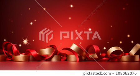 red background and red ribbons for wrapping gifts for the holiday 109062076