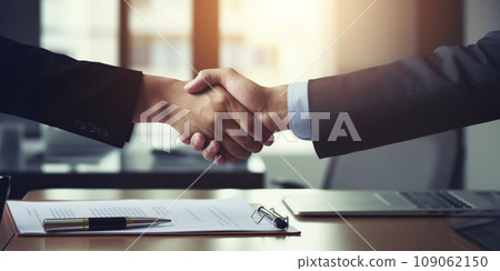 conclusion of an agreement, shaking hands as a sign of agreement 109062150