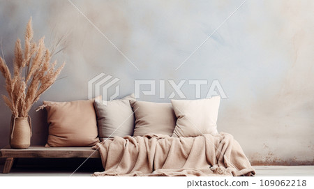 pillows on the bed in loft style bedroom 109062218