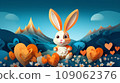 happy easter day cad template cute rabbit eggs watercolor 109062376