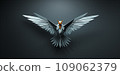 Origami paper bird on grey background 109062379