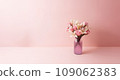 vase with spring flowers on pastel background with space for text 109062383
