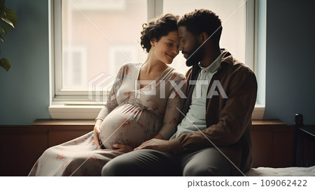 Happy pregnant woman and husband Happy pregnant woman and husband 109062422