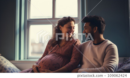 Happy pregnant woman and husband Happy pregnant woman and husband 109062424