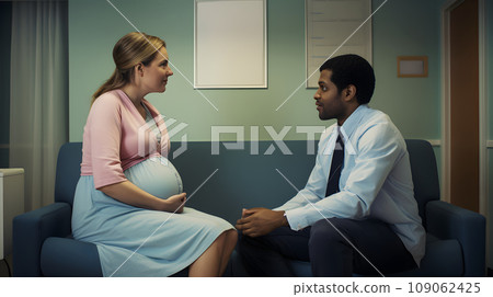 Happy pregnant woman and doctor Happy pregnant woman and doctor 109062425
